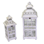 Farol cuadrado 1-2 madera metal blanqueado 24x24h60,5 cm