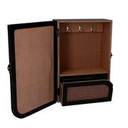 Llavero puerta madera negra rectangular con 3 ganchos cm20x9,5x29