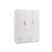 Armario 3 puertas con cajones en Fresno Blanco Cm 135x52xH 210