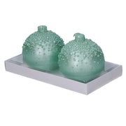 Pack de 2 velas de parafina esfera turquesa con burbujas cm ø7,5h7,5