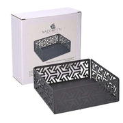 Servilletero cuadrado flechas gris oscuro metal cm16,5x16,5x6
