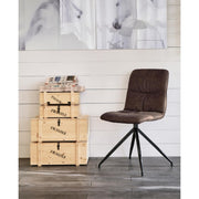 Silla en tejido de microfibra con efecto terciopelo marrón 43x38xh. 86,5 cm