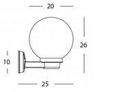 Aplique de pared Sf. Opal D.20 E27 linea globo negro