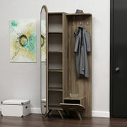 Entrada nogal con puerta espejo y cajón Kerry 80x35xh.180 cm