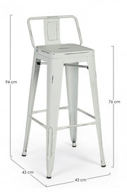 Taburete alto de bar en acero NEW JERSEY blanco antiguo 94h cm
