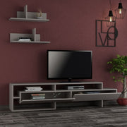 Mueble TV con estantes de pared gris tórtola 180x32x42h cm