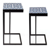 Conjunto de 2 mesas de centro NEAPOLIS en acero con tapa de mdf decorada con estampado 62.5h 56h cm