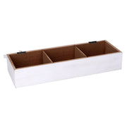 Caja de té de madera blanca rectangular cm29x10h6