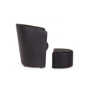 Sillón de polipiel con puf extraíble negro RITA 64,5x 59,5x h78 cm