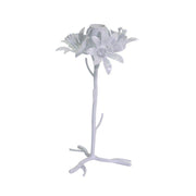 Portavelas de metal blanco flor cmø12h22