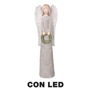 Ángel resina led plata cm20x12,5h65