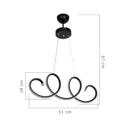 Lámpara colgante espiral LED negra Afra MDL4441