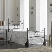 Cama individual de hierro con reposapiés negro CONCA 92x208x h117 cm