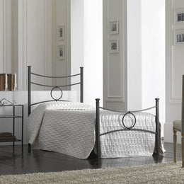 Cama individual de hierro con reposapiés negro CONCA 92x208x h117 cm