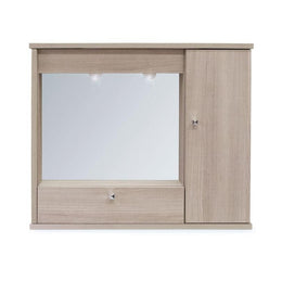 Mueble moderno espejo de baño 1 puerta con solapa de olmo h.61x73x14