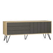 Mueble de TV Picadilly con Estructura de Roble y 2 Puertas Abatibles Antracita H57 x L139 x P36 cm