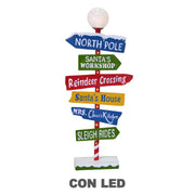 Letrero metálico con indicaciones led multicolor cm46x16,5h106,5