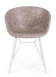 Warhol silla vintage de piel sintética blanco beige 59 x 54,5 x 80 cm