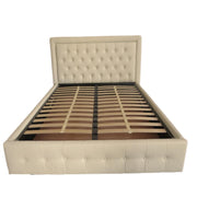 Cama matrimonial con almacenamiento Buttonsquare champagne y cabecero acolchado
