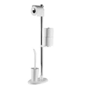 Portarrollos de pie blanco de aluminio con portaescobilla de plástico 27 x 19 x 69 cm