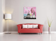 Cuadro de vidrio 70x70 cm con lienzo multicolor