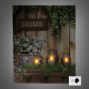Percha de madera 3 plazas con flores led cm40x50x1,8