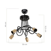 Sardala MDL3843 Plafón de 5 luces en metal trenzado