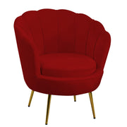 Sillón de terciopelo tulipán rojo fresa cm73x72h77