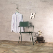 4x Silla de madera lacada verde 61cm x 51,5cm A. 82cm