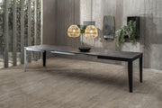 Mesa extensible de cemento gris - metal negro 80 cm x 130 - 290 cm H. 76 cm