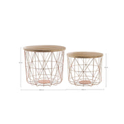 Juego de 2 Mesas de Centro con Recipiente y Tejido Cobre