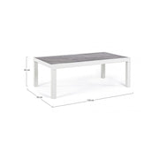 Mesa de centro para exterior en aluminio blanco KLEDI LUNAR 120x70x h43 cm