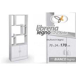 Estantería de oficina de dormitorio blanco con compartimento 70x 24 x 170 h