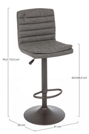 Taburete de bar Connor gris oscuro en ecopiel vintage