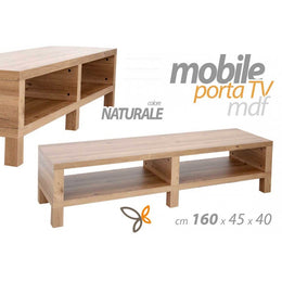 Gabinete de TV en MDF natural Mesa baja Tabla 160 x 45 x 40 H