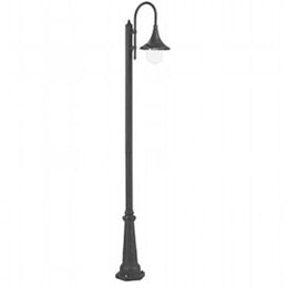 Lámpara de pie de aluminio fundido con difusor transparente negro