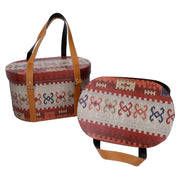 Caja ecopiel con asas 1-2 oval roja cm36x26h20