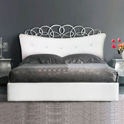 Recipiente de cama doble con cabeza acolchada en eco -leather 180x200xh.155 cm