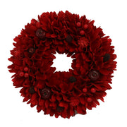 Corona con piñas de pino burdeos cm ø30h8