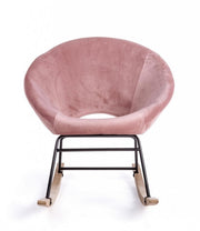 Sillón mecedora en terciopelo rosa antiguo ANNIKA 74x77x h74 cm