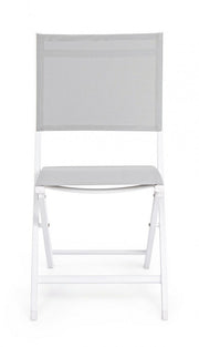 Silla de exterior en aluminio Blanco Gris ELIN 47x57x h88 cm