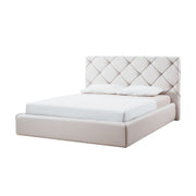 Cama contenedor con cabecero capitonnè en ecopiel blanca cm 188x212xh.119