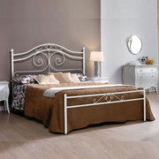 Cama doble en hierro marrón opaco blanco 170x200xh.138 cm