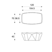 Mesa de centro moderna de piedra fósil gris 120 x 70 x h 40 cm