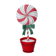 Caramelo de metal piruleta con florero rojo cm11,5x9h25,5