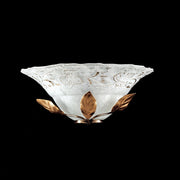 Lámpara de pared hierro Marrón Oro una pantalla de cristal blanco claro 33x16x h14 cm