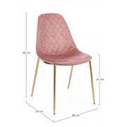 Silla de salón en terciopelo rosa con patas doradas