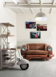 Sofá Ambassador en piel marrón 159x65x75h cm