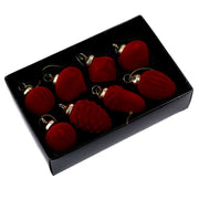 Pack esferas de cristal de 8 formas variadas terciopelo burdeos cm17x11h4,5