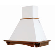 Campana de cocina rústica CASTELLO blanca con estructura de madera taracea color tabaco 90 cm
